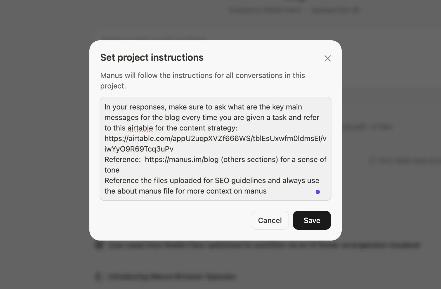Project instructions