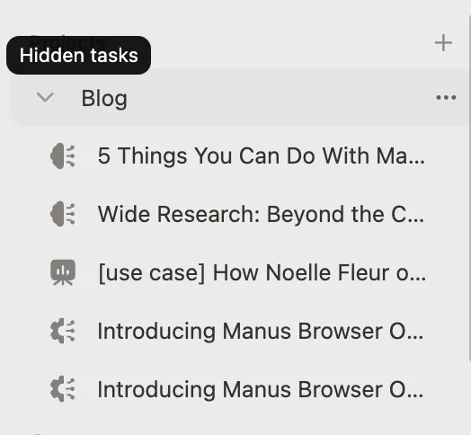 Organization tasks in sidebar