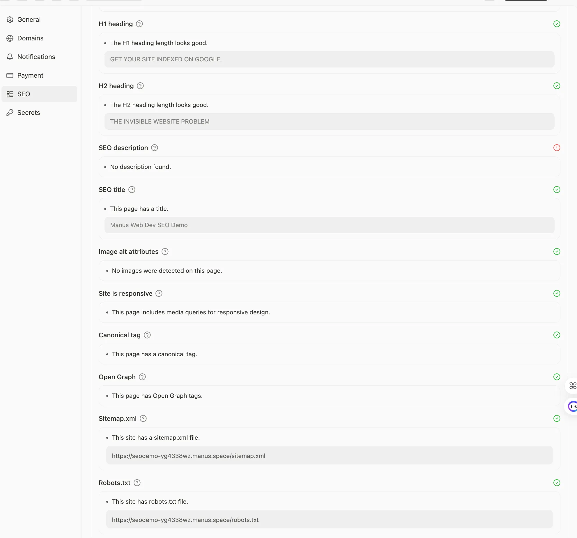 SEO Analysis Details