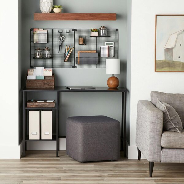 Small space office organization ideas featuring vertical storage solutions and compact desk arrangement