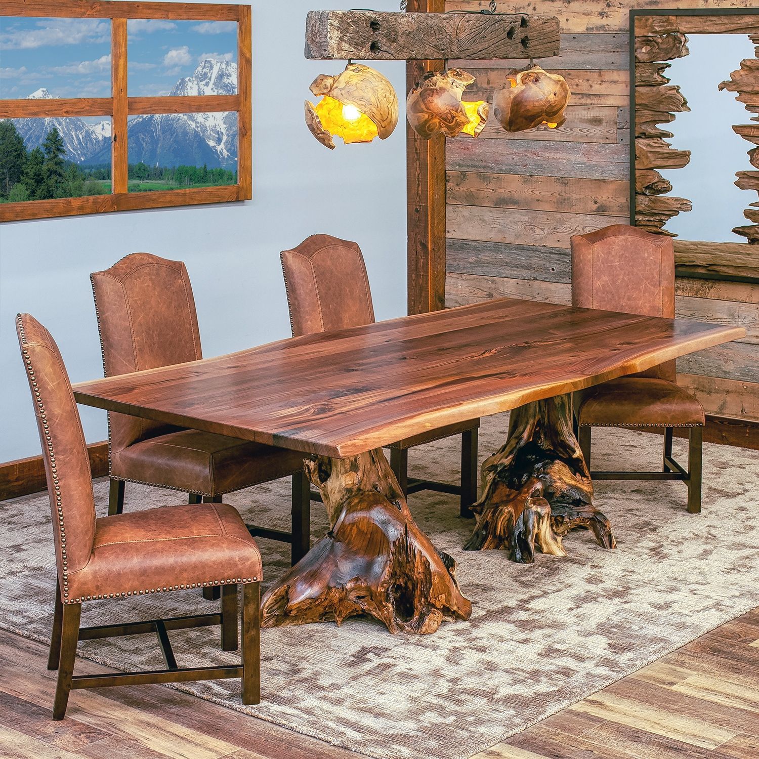 Mesa de jantar com tampo de vidro em um ambiente clean