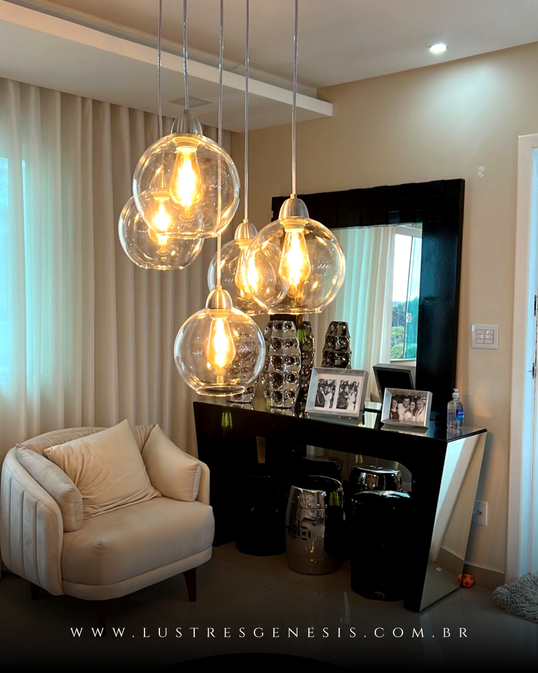 Pendente de vidro para iluminação de sala de jantar