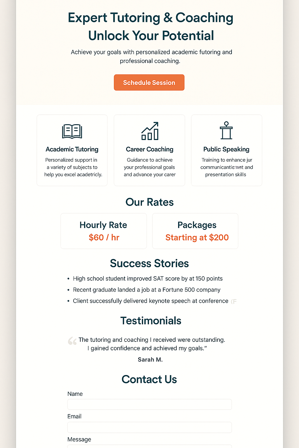 Tutoring & Coaching Website Example