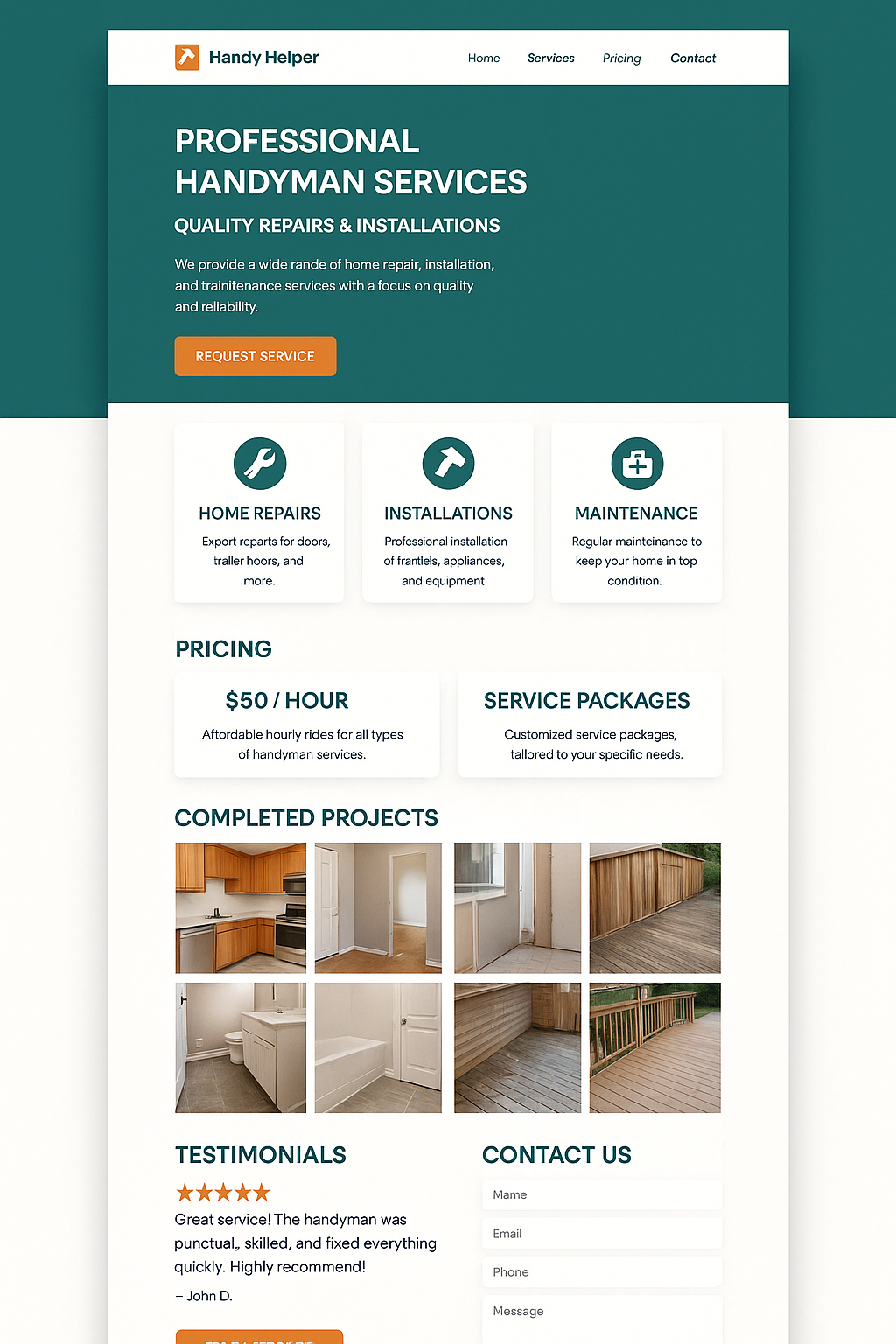 Handyman Services Website Example