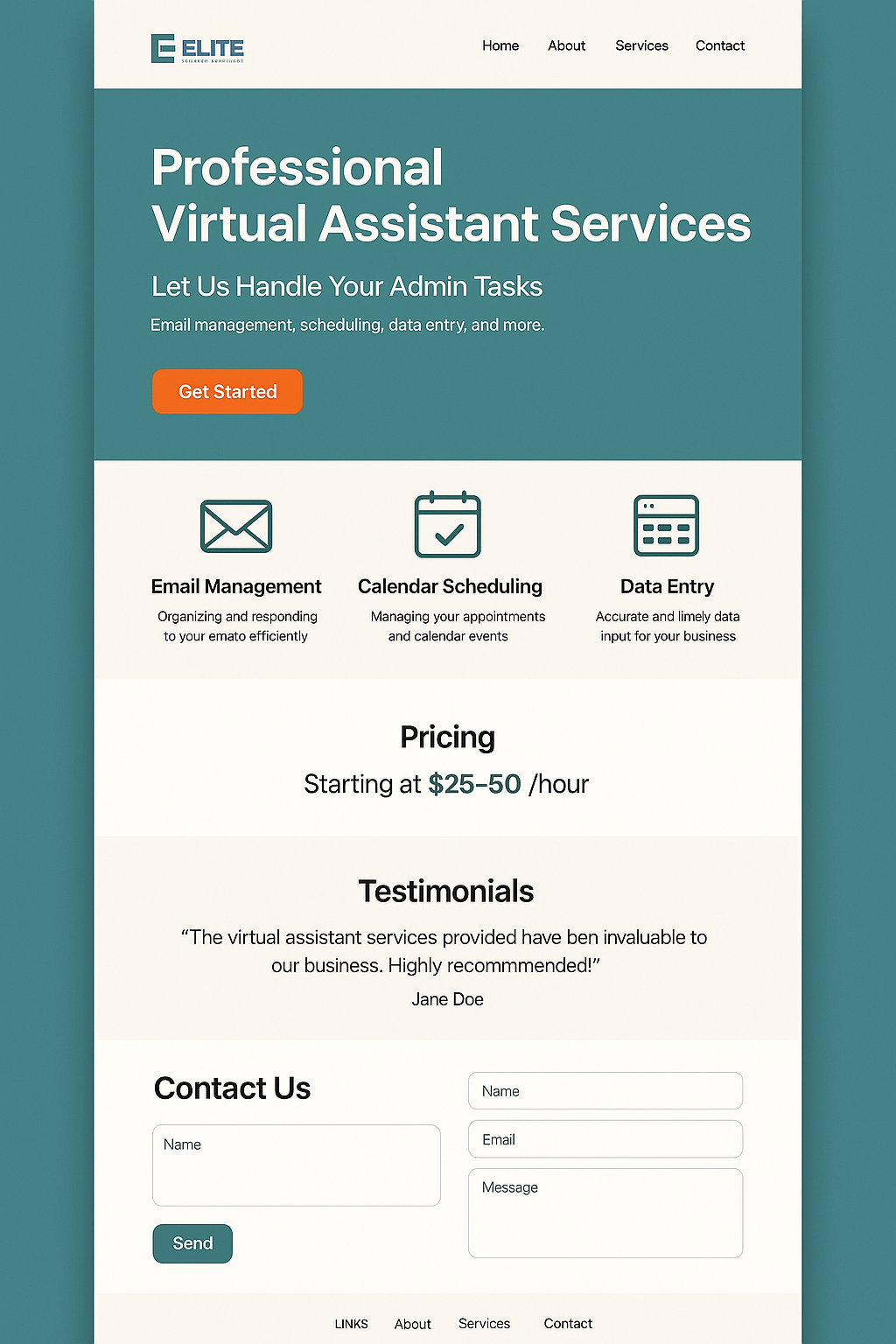 Virtual Assistant Website Example
