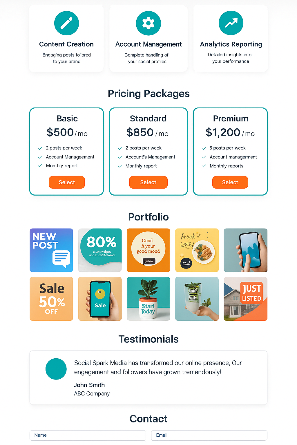 Social Media Management Website Example