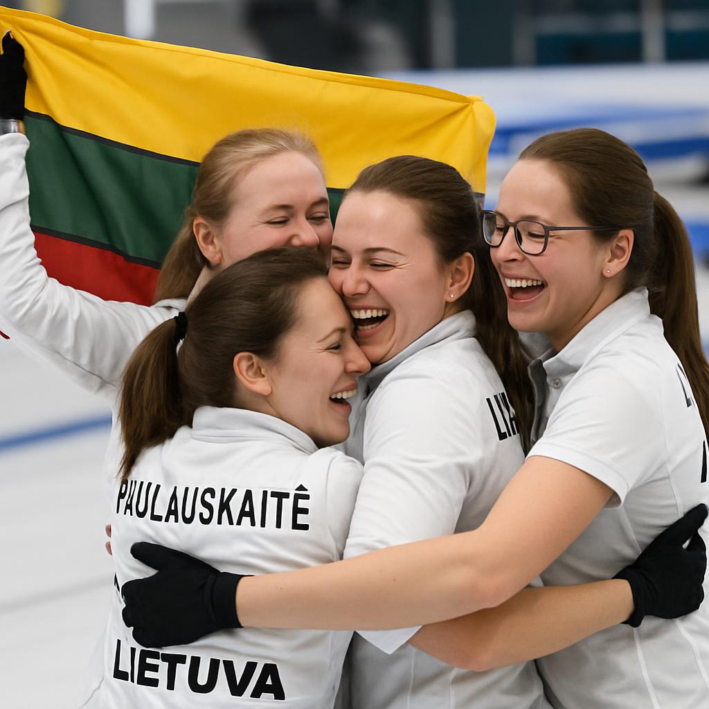 Lietuvos moterų kerlingo rinktinė švenčia išlikimą elite