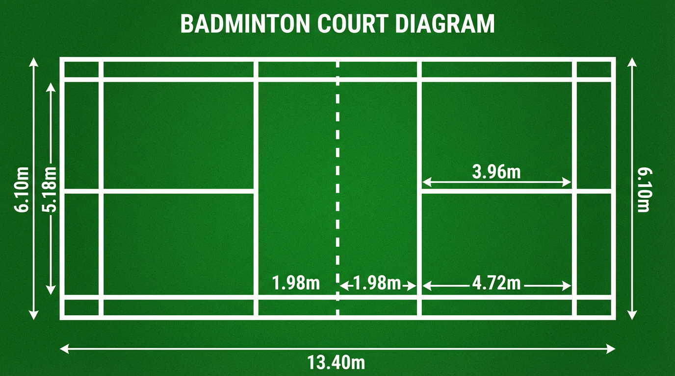 Badmintono aikštės schema