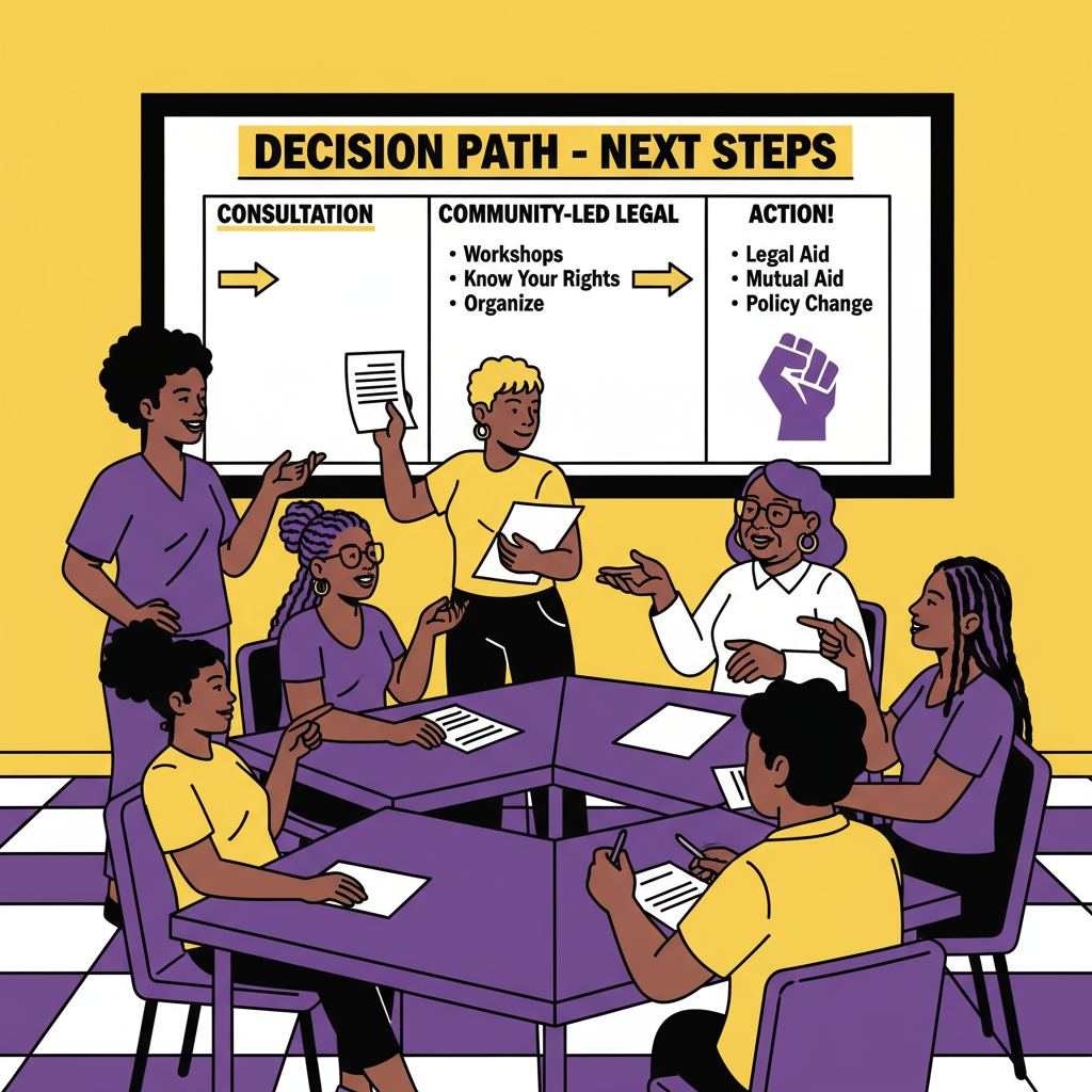 Legal clinic and advocacy services illustration