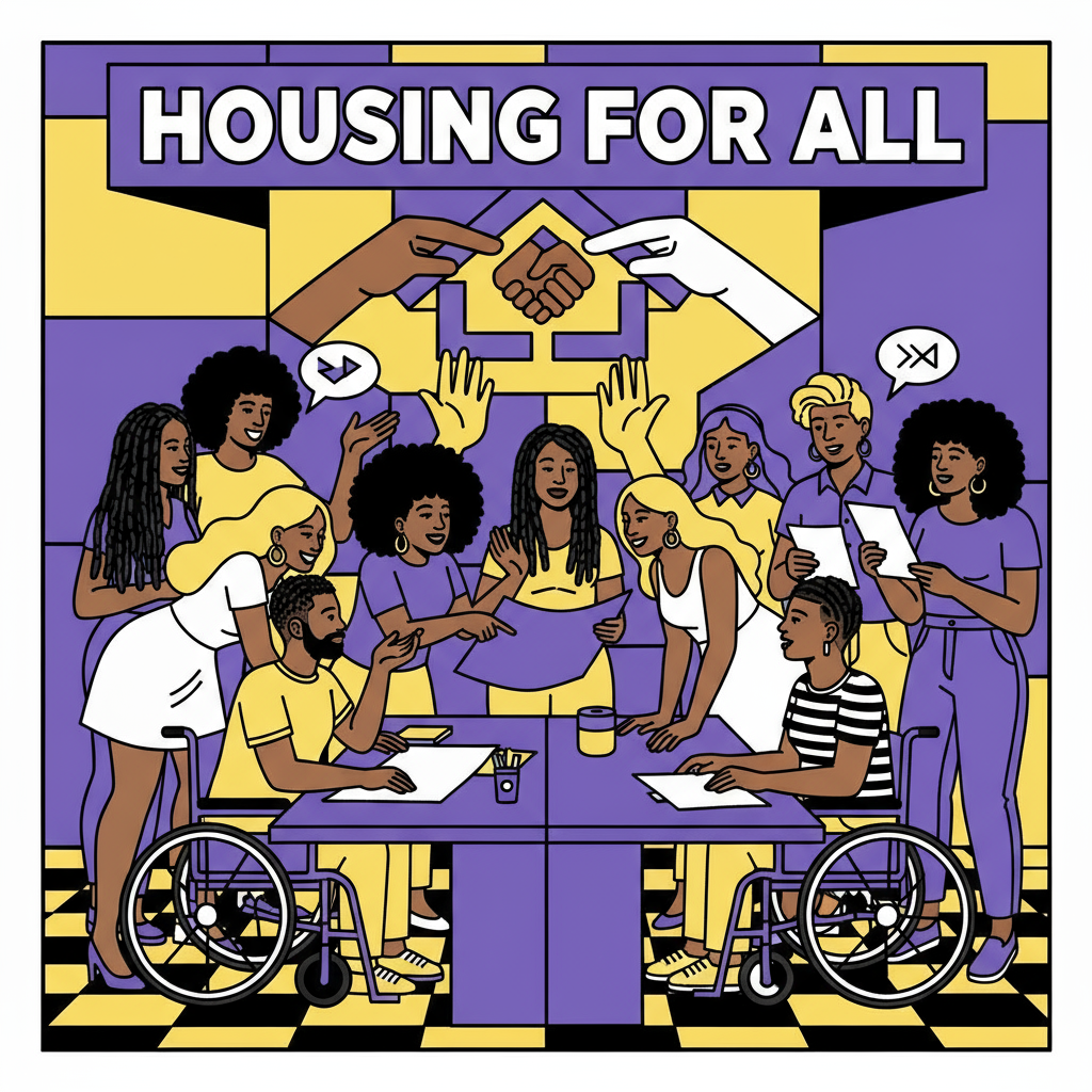 Community support and housing rights illustration