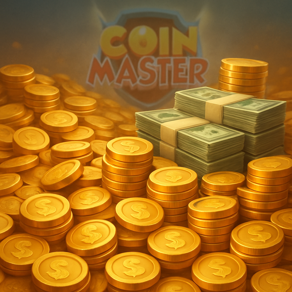 Close-up of a massive pile of gold coins and cash stacks