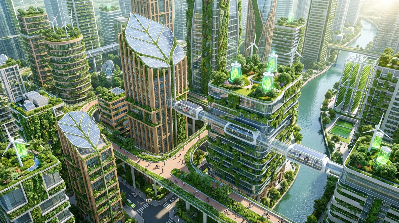 ภาพแสดงแนวคิดเมืองสีเขียวที่ยั่งยืน