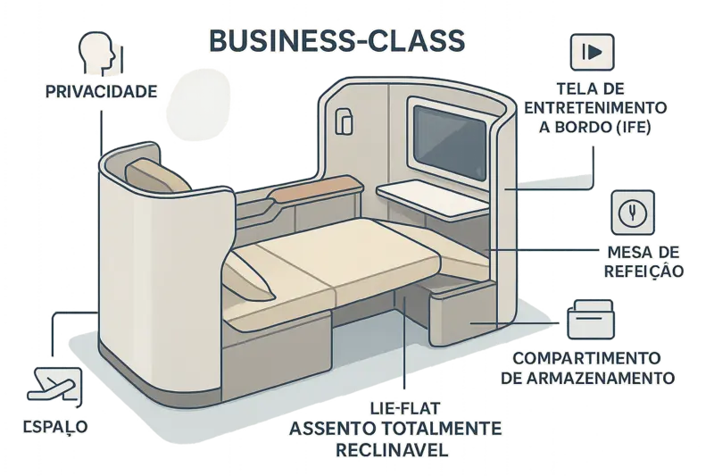 Business-Class-Sitz mit viel Beinfreiheit