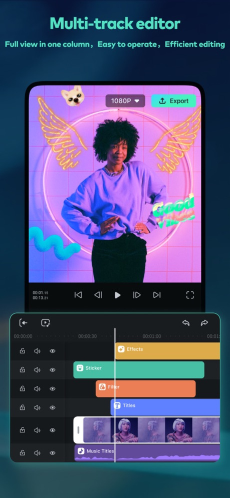 FilmoraGo Mod APK Screenshot 2: Advanced color correction and effects