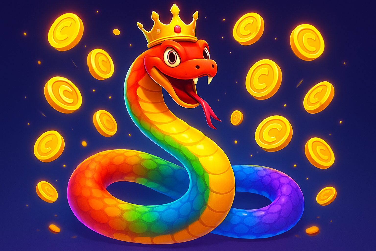 Huge powerful snake character representing dominance in Snake.io arena