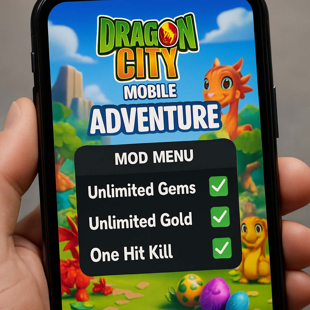 Dragon City MOD Menu APK with unlimited coins and VIP resources interface on Android