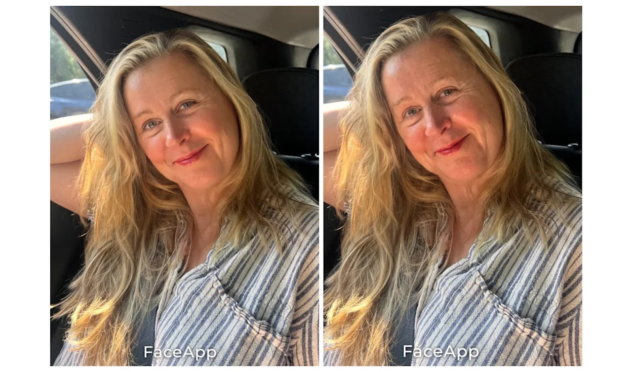Image showing a comparison between two photos edited with FaceApp