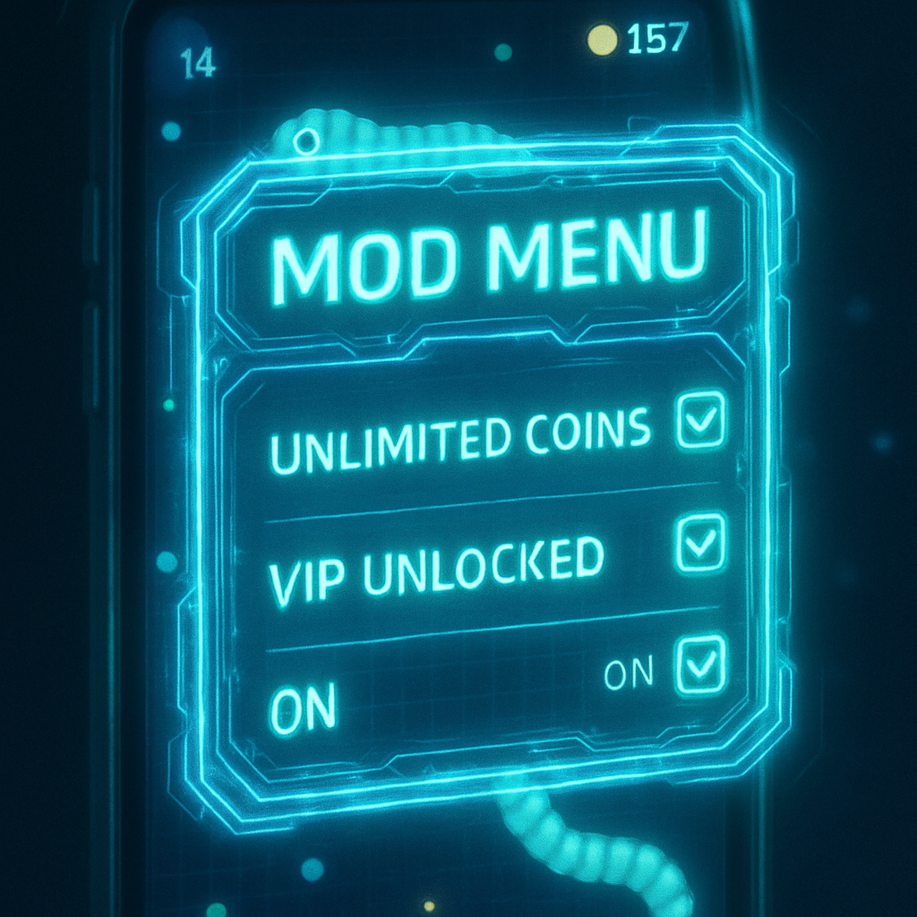 MOD menu interface of upgraded Snake.io build