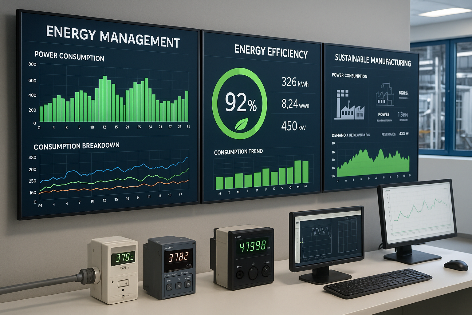 Image of an energy management dashboard for an industrial facility.