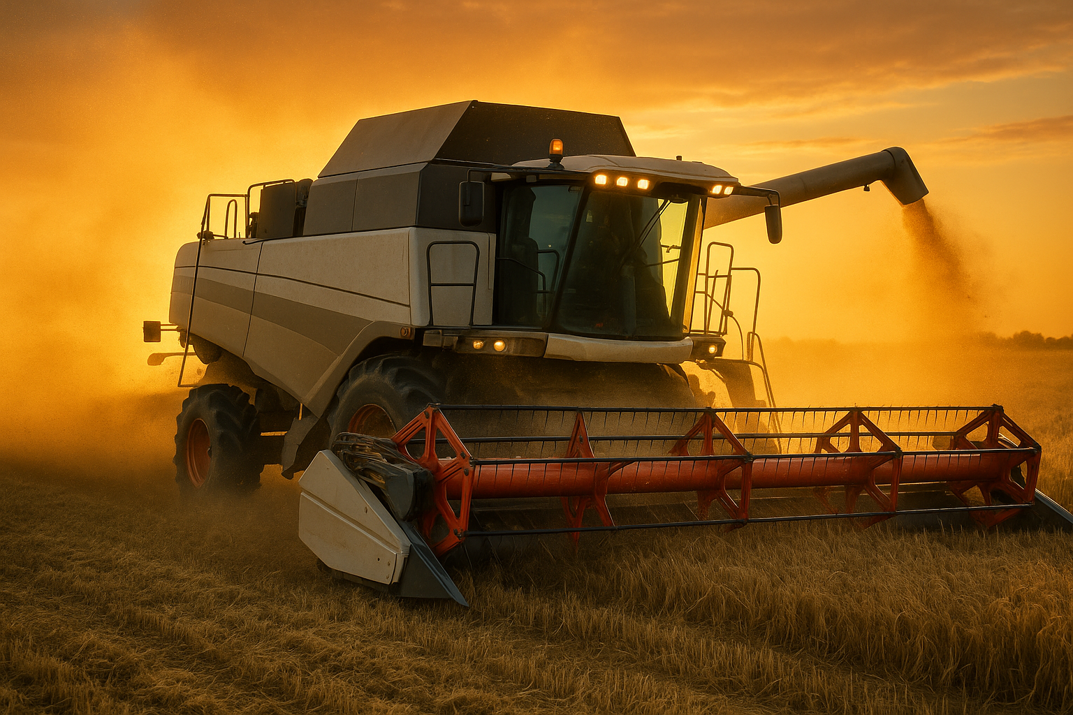 An image showing automated harvesting, representing the efficiency gains from technology.