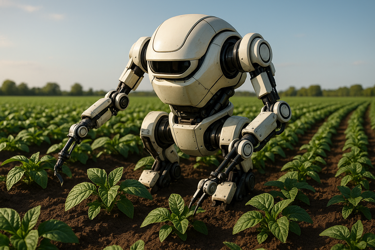 An agricultural robot working in a field, symbolizing the automation enabled by data intelligence.
