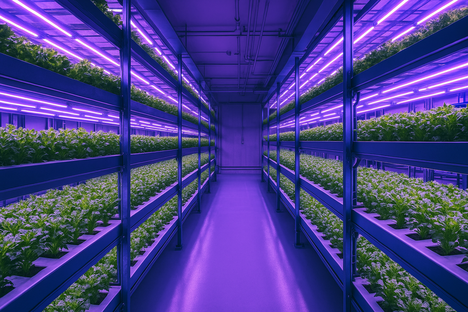 An image of a vertical farming facility, showcasing the future of controlled environment agriculture.