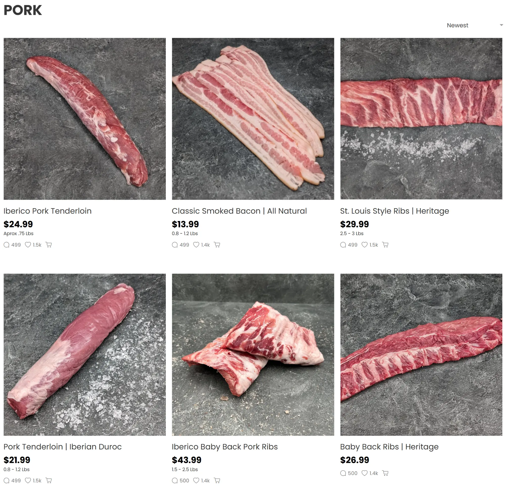 Premium pork product selection