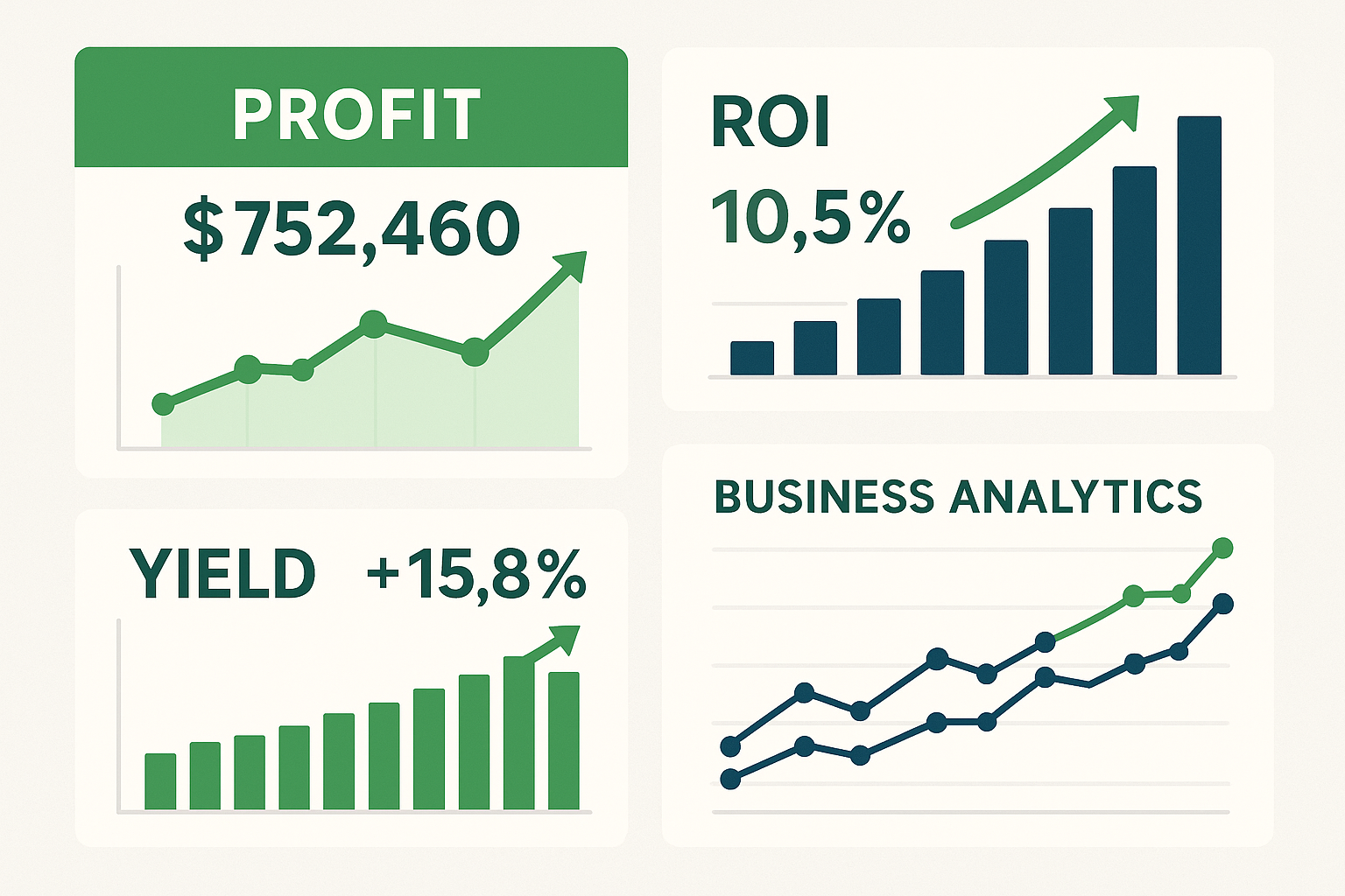 Biểu đồ thể hiện sự tăng trưởng và hiệu quả