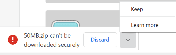 Chrome download blocked warning