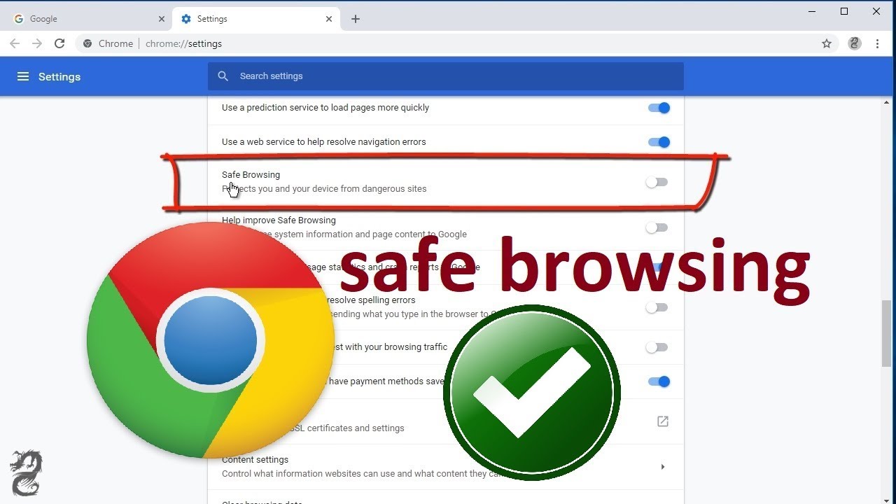 Turning off Safe Browsing confirmation