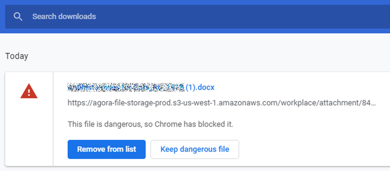 Chrome keep dangerous file button