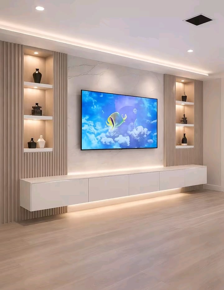 جدار تلفاز بإضاءة ذكية