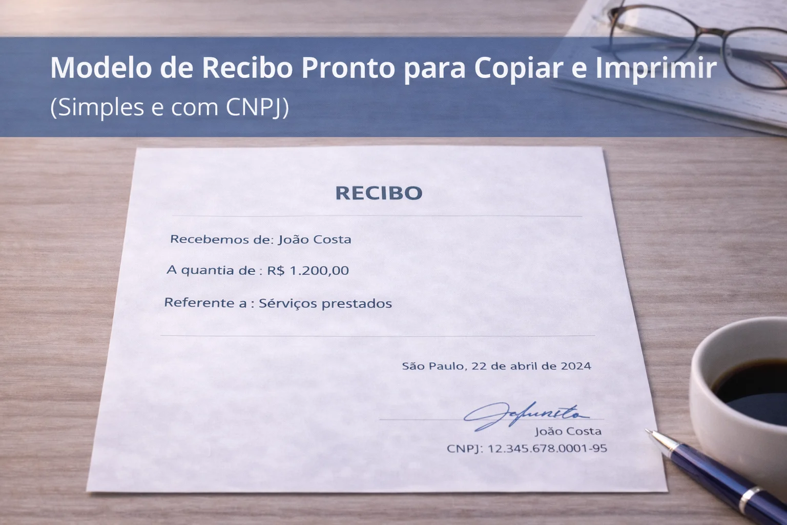 Modelo de Recibo Pronto para Copiar e Imprimir