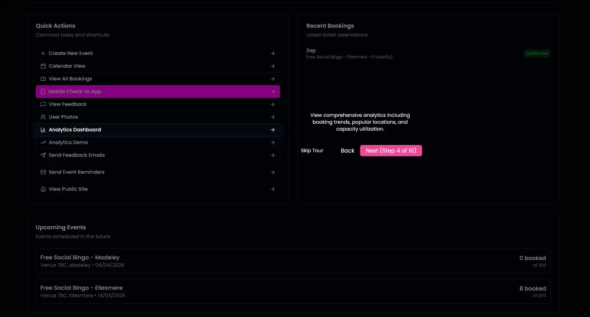 Quick Actions & Guided Tour