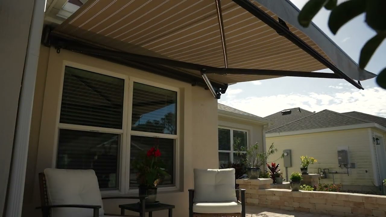 Motorized exterior shade deployed on a west-facing patio in Boise, Idaho