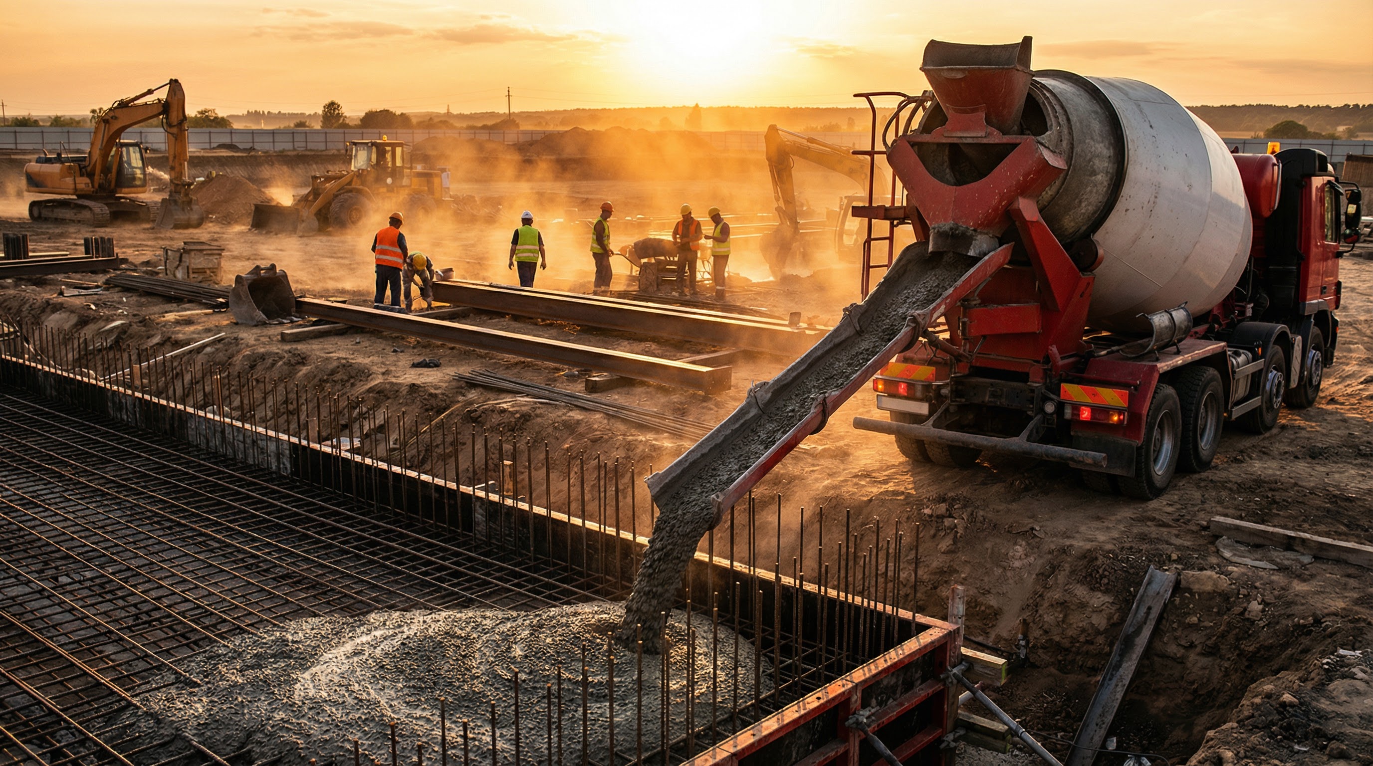 Concreto usinado sendo despejado em obra