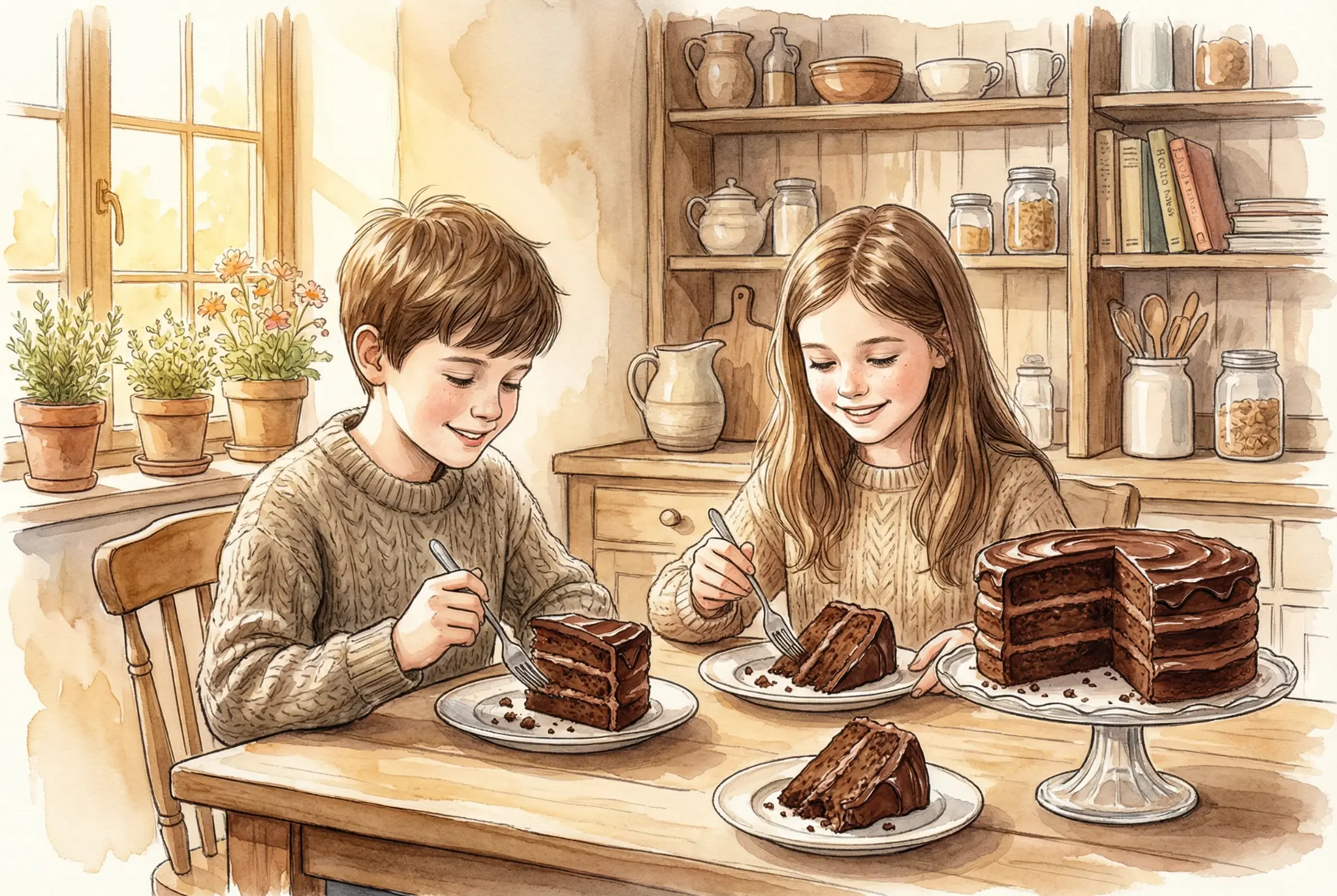 Kids sharing chocolate cake — the little moments that become big memories